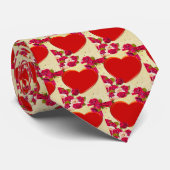 バラ(赤いハート付き) ネクタイ (ロール)