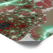 バラ |赤と緑のフラクタル・アート ポスター (角)