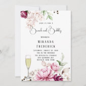 バラ&赤面ピンクピ絵を描オーニーブランチ&バブリー 招待状 (正面)