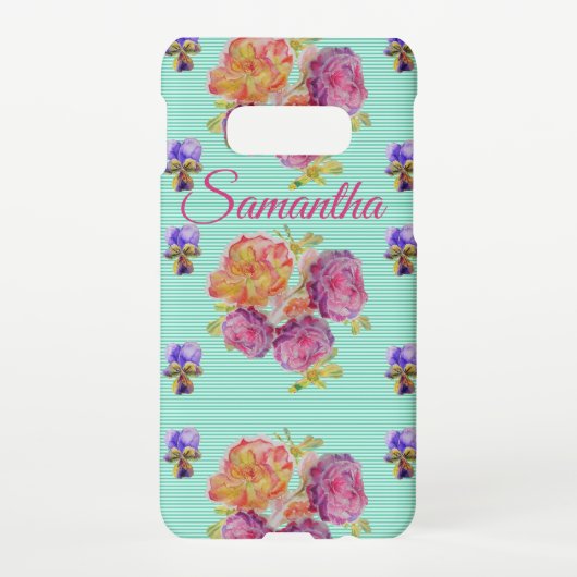 バラ 赤 ピンク キャベツ ビンテージ バラ 女の子の名前 SAMSUNG GALAXYケース (裏面)