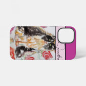 バラ 赤 ピンク 水彩 バラスーツ ネコ ねこ 猫 iPhoneケース (裏面横)