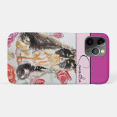 バラ 赤 ピンク 水彩 バラ タキシード 猫 ネコ Case-Mate iPhoneケース (裏面(横))