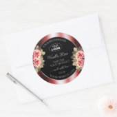 バラ 輝く赤 黒 商品ラベル ロゴ ラウンドシール (封筒)