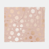 バラ-金ゴールドとベージュのドットのパターン フリースブランケット (正面(横))
