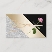 バラ&金ゴールドシザーモダン美容師 名刺 (正面)