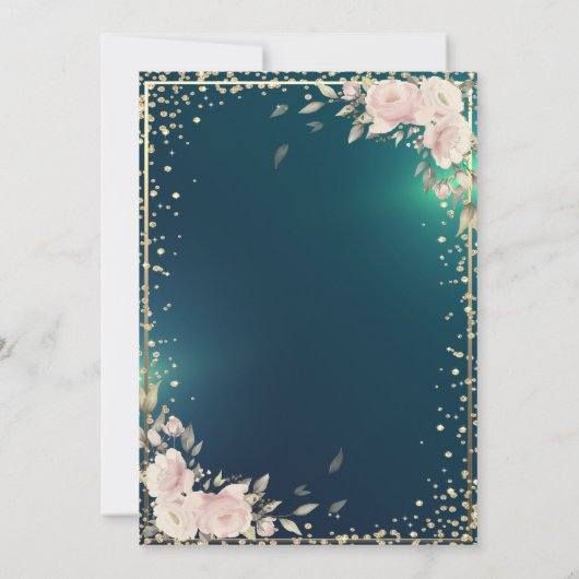 バラ,金ゴールドティアラ，ダイアモンズグリーンクインセアニラ 招待状 (裏面)