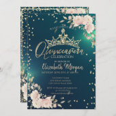 バラ,金ゴールドティアラ，ダイアモンズグリーンクインセアニラ 招待状 (正面/裏面)