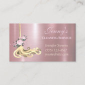 バラ&金ゴールドフローラモップハウス清掃サービス 名刺 (正面)