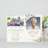 バラ&金ゴールドフローラ2写真葬儀プログラム (スタンド正面)