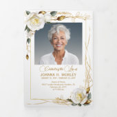 バラ&金ゴールドフローラ6写真詩葬儀プログラム 三つ折りプログラム (カバー)