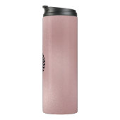 バラ-金ゴールド光沢のある背景とブラックローレルリース タンブラー (回転右)