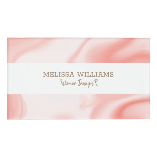 バラ-金ゴールド液大理石の渦巻き 名札 (正面)