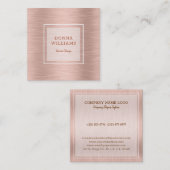 バラ-金ゴールド金属背景 スクエア名刺 (正面/裏面)