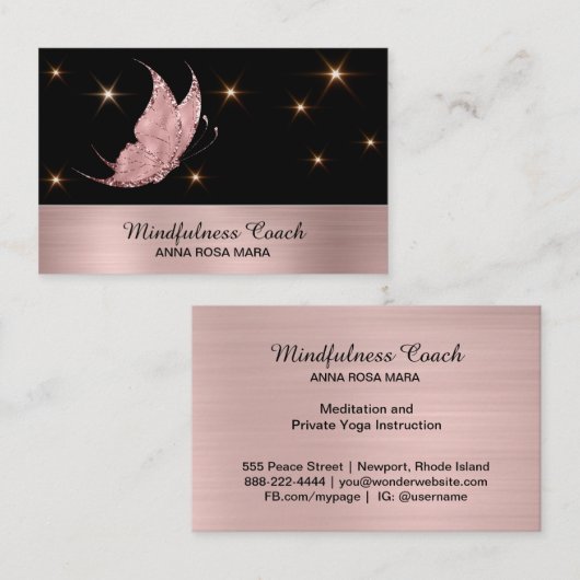 *~*バラ・金ゴールド・バタフライの不思議な星 名刺 (正面/裏面)