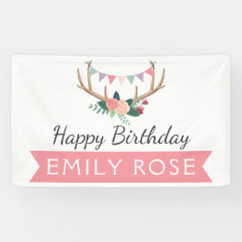 バラ〔雄ジカの〕枝角&パーティーバンティング誕生日デコール 横断幕