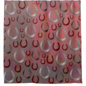 バラ，馬蹄形，銀，模様灰色，幸運， シャワーカーテン (正面)