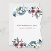 バラ、黄色、青の水色フローラ私たちの結婚の 招待状 (裏面)