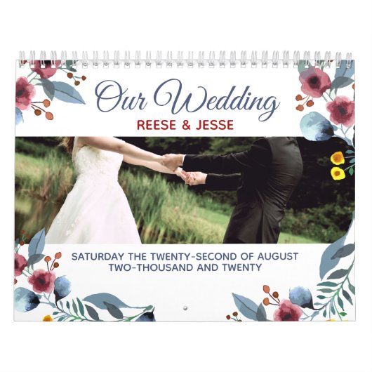 バラ、黄、青のフローラ当社のカレン結婚ダー カレンダー (カバー)