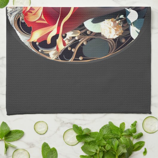 バラ#1 キッチンタオル (折り畳み)