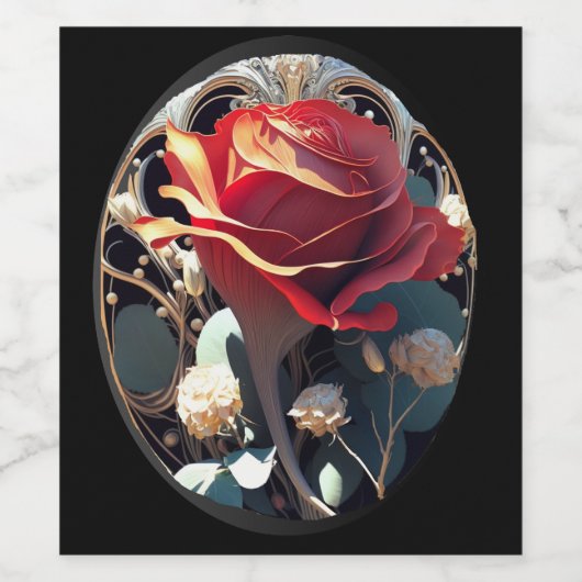 バラ#1 ワインラベル (シングルラベル)