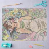 バラ（4つの花）、アルフォンスミュシャ 薄葉紙 (クラフト)