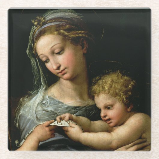 バラ、c.1518のヴァージン ガラスコースター (正面)