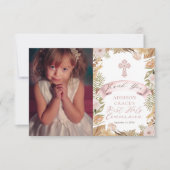 バラ | Grassesフローラガールファースト・ホリー・コミュニオン サンキューカード (正面)