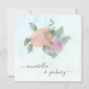 *~*バラ+ RSVP QR金ゴールドグリッター- AR結婚12s 招待状