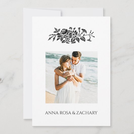 *～*バラAR6 ビクトリアン QR PHOTO RSVP 結婚 招待状 (正面)