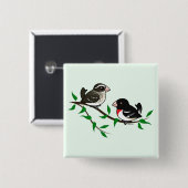 バラbreastedのGrosbeakのカップル 缶バッジ (正面&裏面)