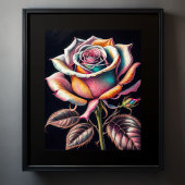 バラIIの色付きチョークスケッチ ポスター