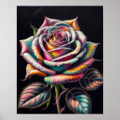 バラIIの色付きチョークスケッチ ポスター (正面)
