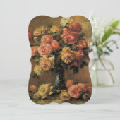 バラin花瓶byルノアール,ヴィンテージ結婚フローラ 招待状 (スタンド正面)