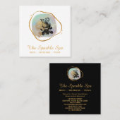 *~*バラOpal金ゴールドグリッターフレームフローラ スクエア名刺 (正面/裏面)