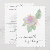 *~*バラQRシンプル金ゴールドRSVP AR12結婚のInvitati 招待状 (正面/裏面)