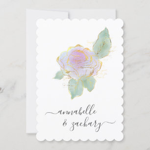 *~*バラQRシンプル金ゴールドRSVP AR12結婚のInvitati 招待状