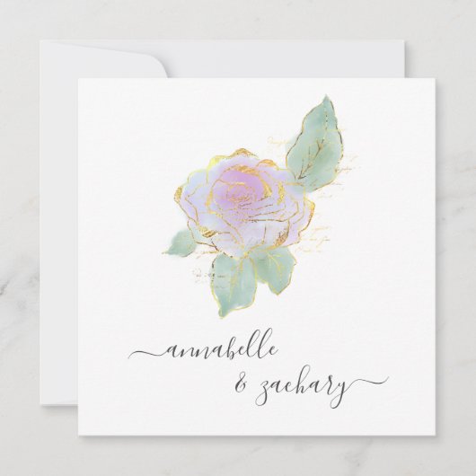 *~*バラQR RSVP金ゴールドグリッターAR12の結婚Invita 招待状 (正面)