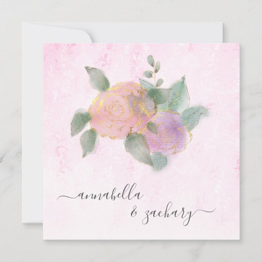 *~*バラQR RSVP +金ゴールドグリッター- AR12結婚s I 招待状 (正面)