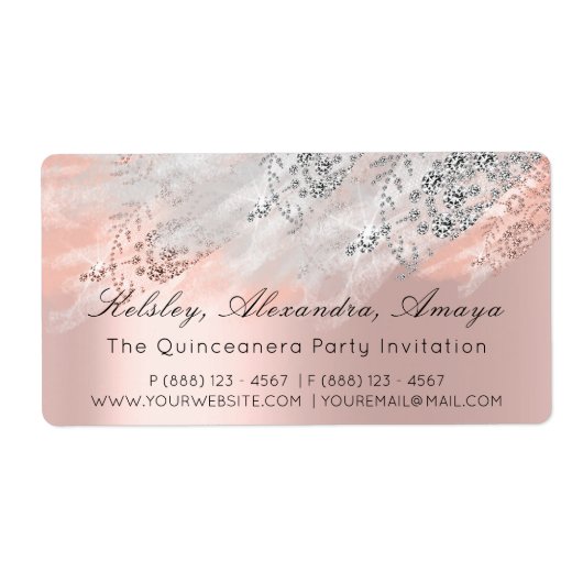 バラRSVPブライダルシャワースウィート16thキンセアニェラ ラベル (正面)