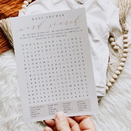 バラTAUPE赤ちゃんシャワー語検索ゲームカード 招待状