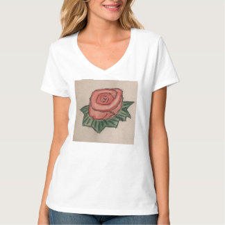 バラVネックTシャツとバラスケッチ Tシャツ