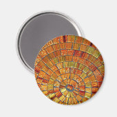 バリのガラスのタイルのアート – ブラウン マグネット (正面/裏面)