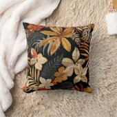 バリのスタイルエキゾチック葉なラグジュアリーな茶色 クッション (ブランケット)