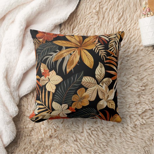 バリのスタイルエキゾチック葉なラグジュアリーな茶色 クッション (ブランケット)