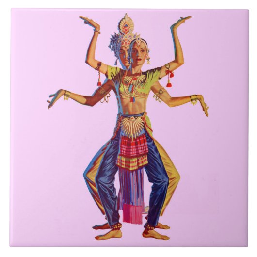 バリのダンサープリント タイル (正面)