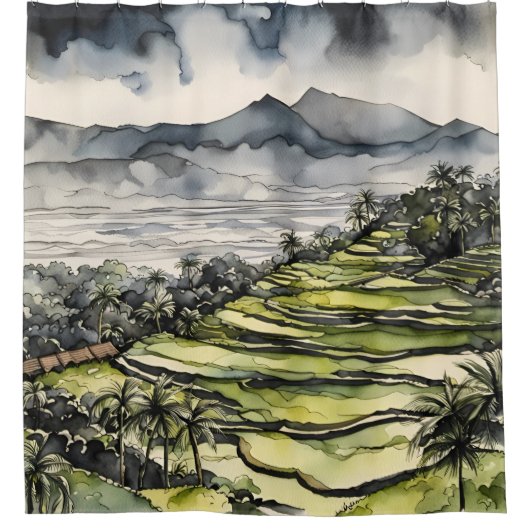 バリのパディ交響曲 シャワーカーテン (正面)