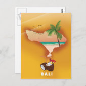 バリの図解入りの、写真付きの地図 ポストカード (正面/裏面)