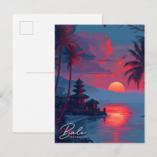 バリの夜インドネシアヴィンテージ旅行 ポストカード (正面/裏面)