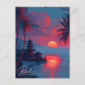 バリの夜インドネシアヴィンテージ旅行 ポストカード (正面)