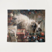 バリの子猫クリスマスキャットポートレートアート タペストリー (正面(横))